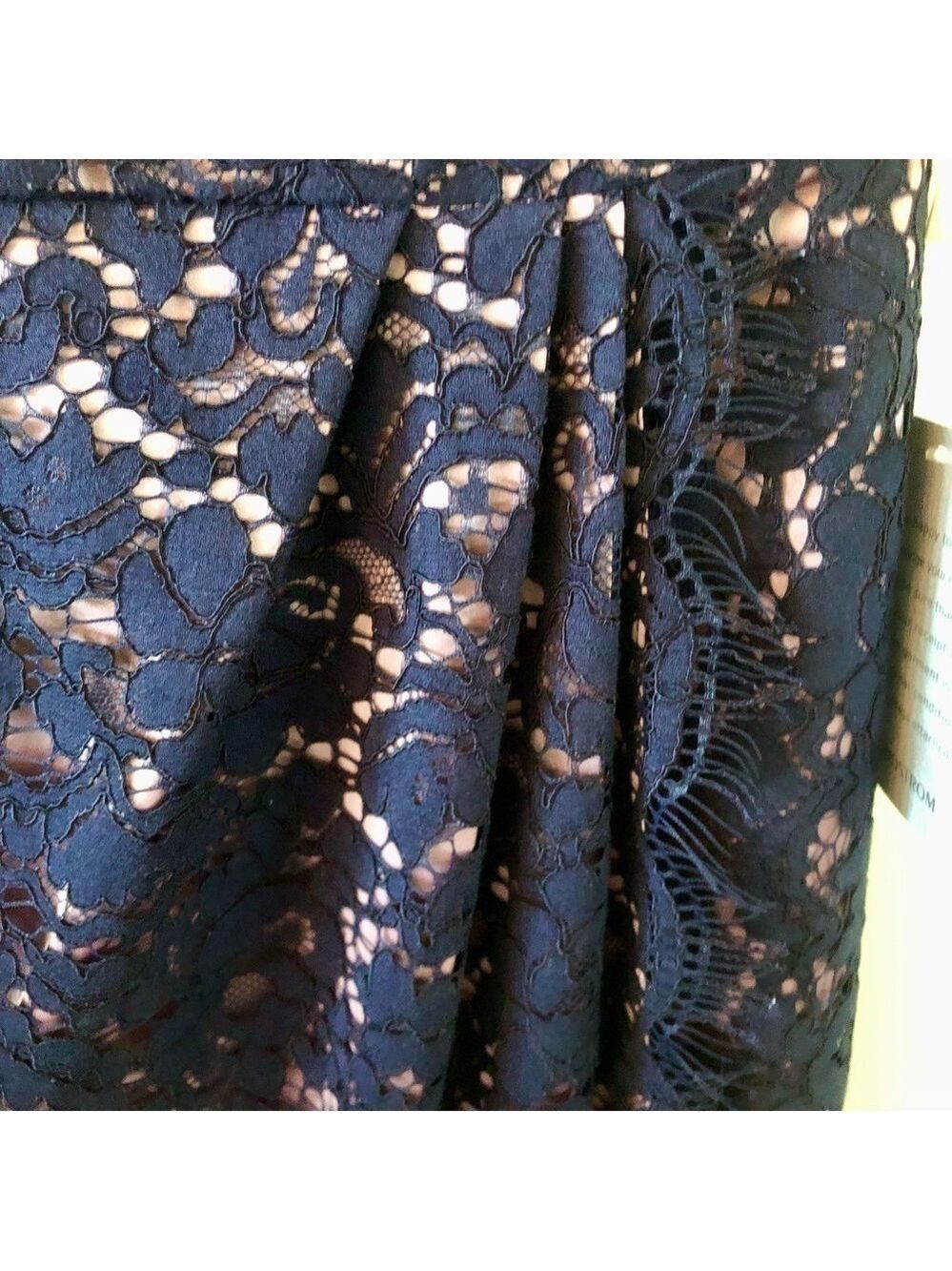 Eliza J. NEW cocktail dress lace size 2 sleeveless faux wrap skirt navy blue - Picture 4 of 15